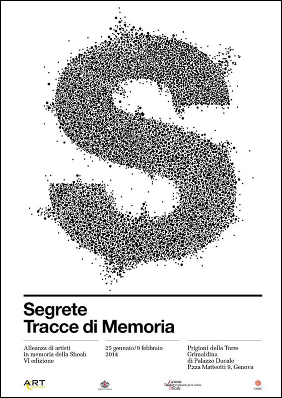 Segrete Tracce di Memoria, Locandina VI Edizione, Genova, Antiche celle della Torre Grimaldina. Alleanza di artisti in memoria della Shoah.